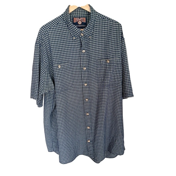 Duluth trading men’s Blue/ Green Checkered short sleeve shirt, size 2XT - Picture 4 of 12